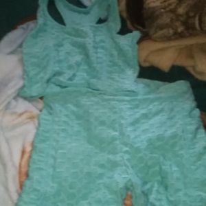 Crop top and Shorts blue